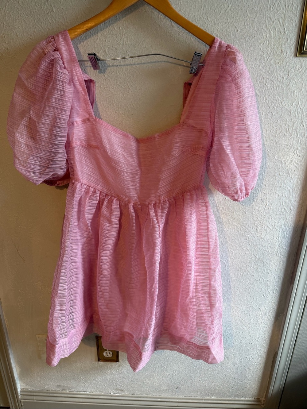 Bhldn x Free people Pink Square-Neck Puff Sleeve Mini Dress - Picture 2 of 6